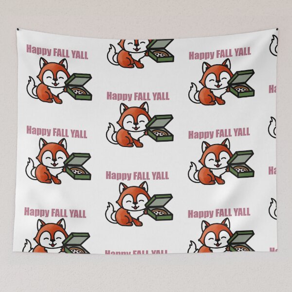 Item preview, Happy Fall Y’all | Cute Fox with Pizza | Autumn Digital Art designed and sold by AnnanArt.