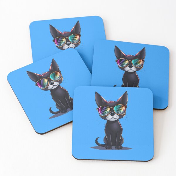 Item preview, Cool Disco Cat with Neon Sunglasses Art designed and sold by ArtComixHaven.