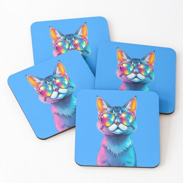 Item preview, Disco Cat in Vibrant Neon Sunglasses designed and sold by ArtComixHaven.
