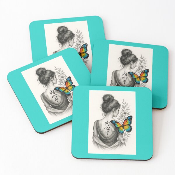 Item preview, Woman with braid and butterfly tattoo designed and sold by Personiq Kaleido.