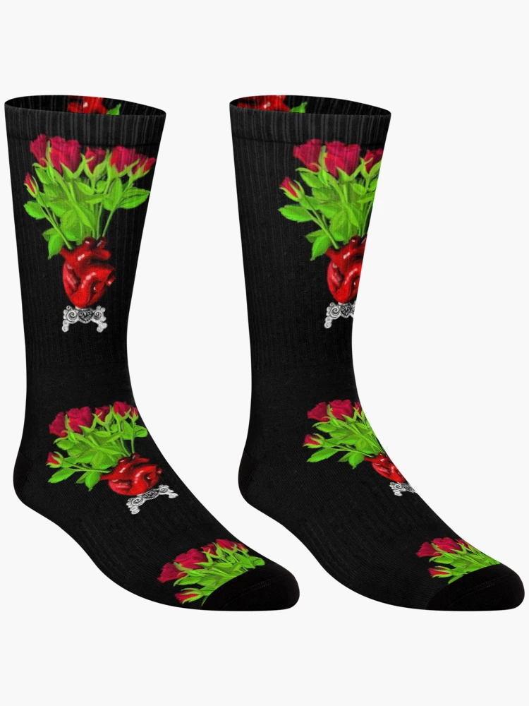 Thumbnail 3 of 5, Socks, Red Roses designed and sold by InkonMarz.