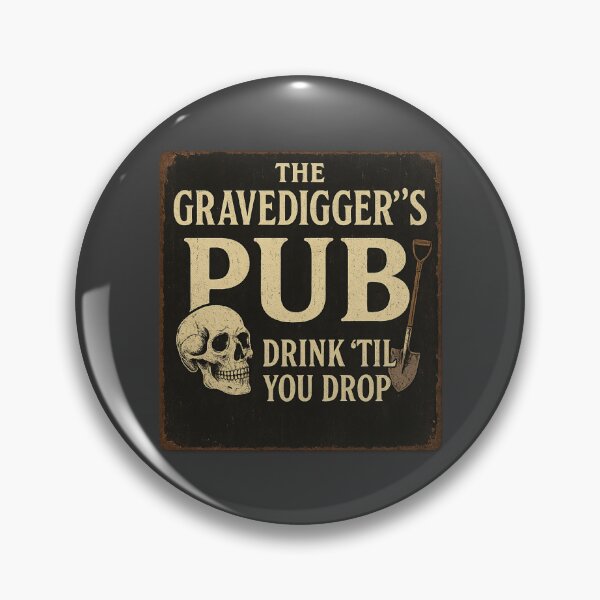 Item preview, The Gravedigger’s Pub Sign – Gothic Halloween Sticker, Creepy Bar Drink ‘Til You Drop Vintage Design designed and sold by Feral Confetti.