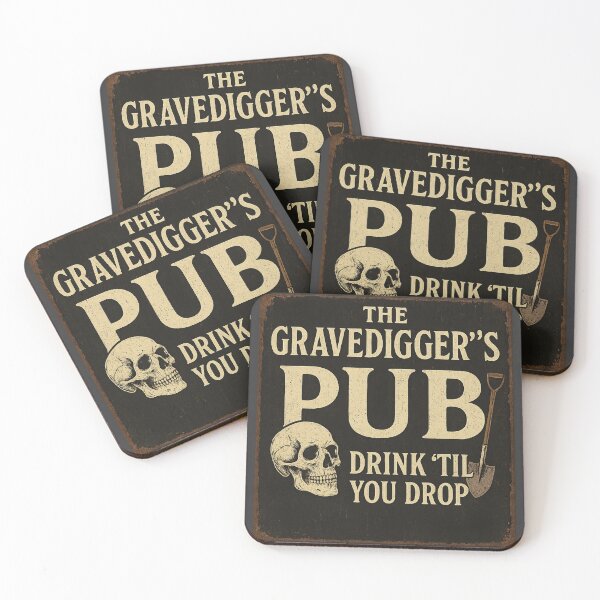 Item preview, The Gravedigger’s Pub Sign – Gothic Halloween Sticker, Creepy Bar Drink ‘Til You Drop Vintage Design designed and sold by Feral Confetti.