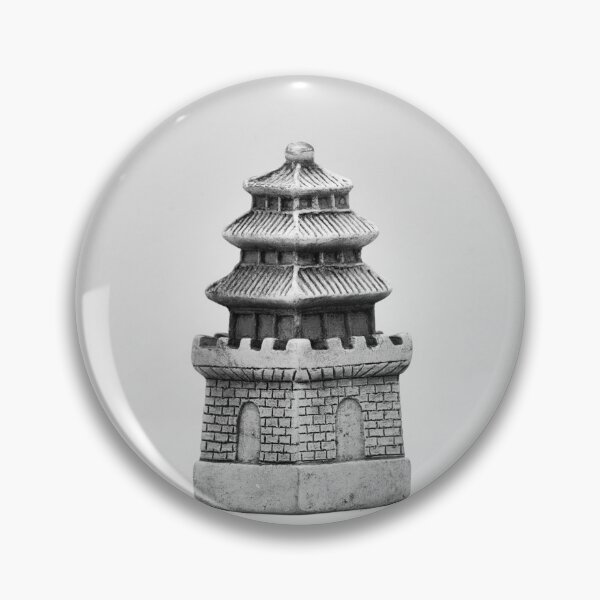 Item preview, Chinese Chess Rook Piece – Pagoda Tower in Black and White designed and sold by RastislavS.