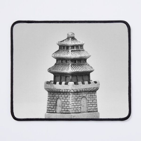 Item preview, Chinese Chess Rook Piece – Pagoda Tower in Black and White designed and sold by RastislavS.