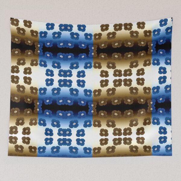 Item preview, Stripes of Blue and Gold Flowers designed and sold by fatenanwar.