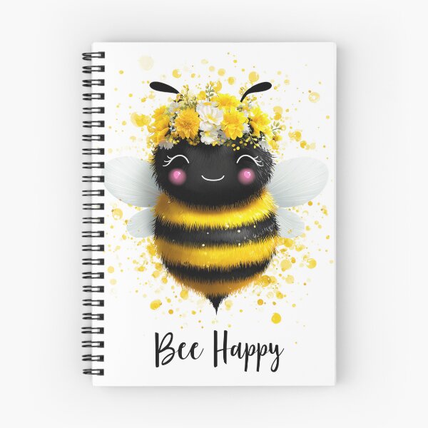 Item preview, Bee Happy Poster – Cute Bee with Flower Crown Wall Art, Positive Quote Print designed and sold by VisionaryVeils.