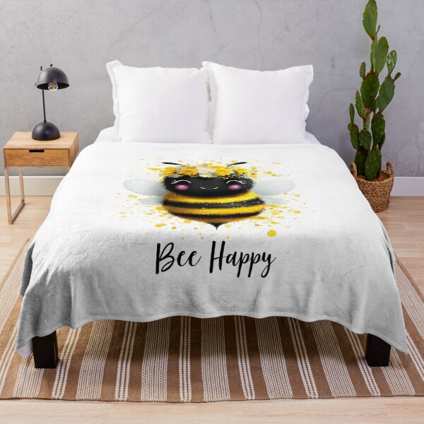 Item preview, Bee Happy Poster – Cute Bee with Flower Crown Wall Art, Positive Quote Print designed and sold by VisionaryVeils.