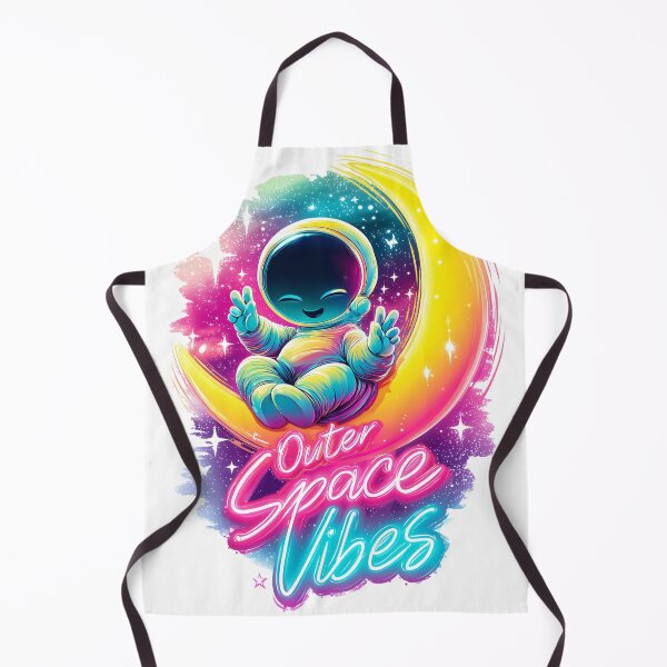 Item preview, Outer Space Vibes Print – Cute Astronaut on Crescent Moon Neon Wall Art designed and sold by VisionaryVeils.