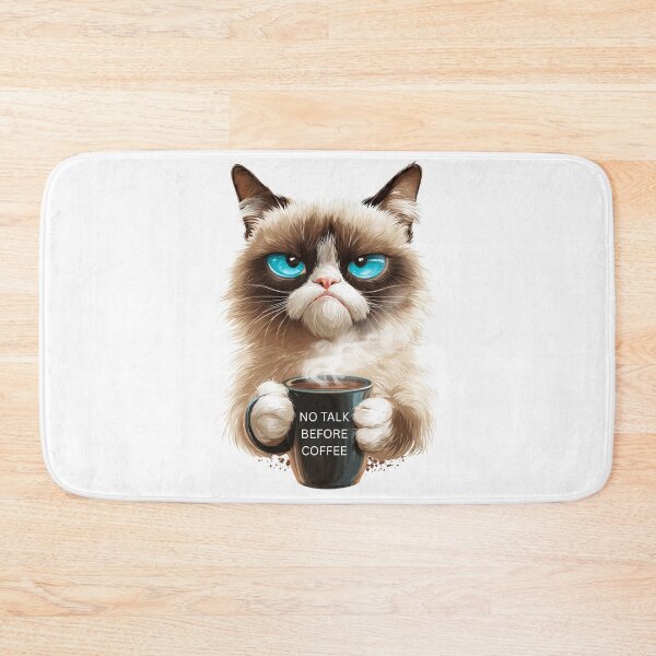 Item preview, Grumpy Cat Coffee Print – No Talk Before Coffee Funny Wall Art designed and sold by VisionaryVeils.