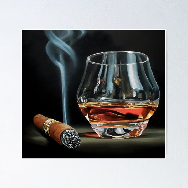 Item preview, Whiskey On the Rocks and Cigar Elegance - A Sophisticated Moment of Indulgence designed and sold by OlfactoART Studio.
