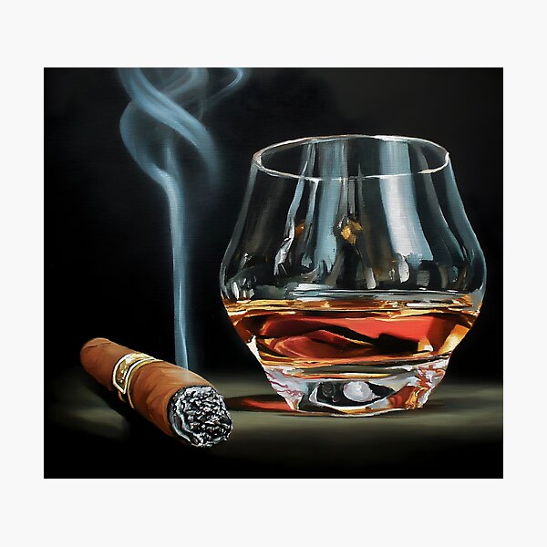 Item preview, Whiskey On the Rocks and Cigar Elegance - A Sophisticated Moment of Indulgence designed and sold by OlfactoART Studio.