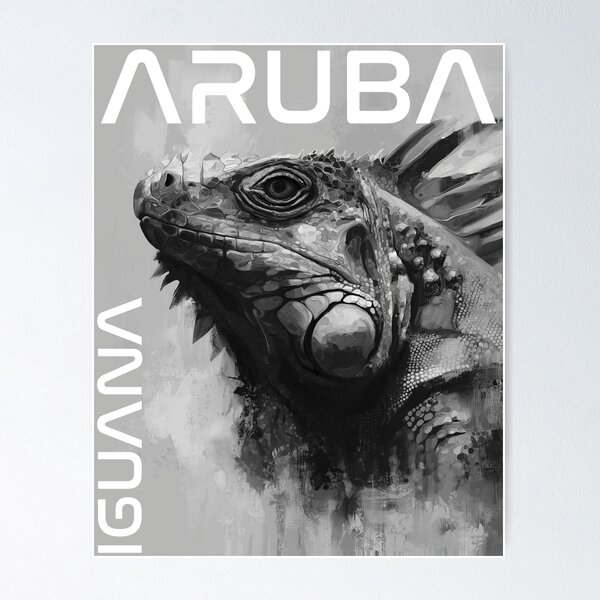 Item preview, Aruba Iguana Portrait | Classic Black and White designed and sold by 297Dezigns.