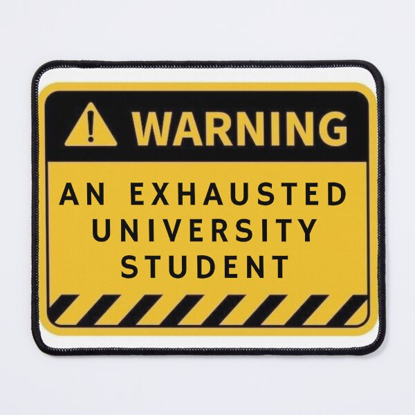 Item preview, Exhausted University Student Yellow Notebook Design | Academic Stress Humor | College Life Typography Art designed and sold by TialCorner.