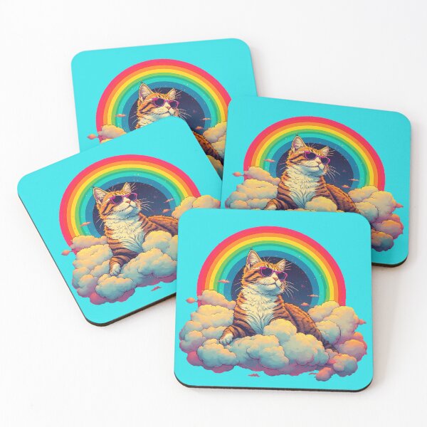 Item preview, Swag Cat | Retro Chill Cat with Rainbow Aura designed and sold by PawAutumn.