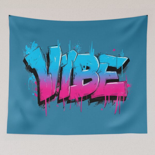 Item preview, VIBE – Neon Graffiti Bubble Lettering in Cyan & Pink (Streetwear) designed and sold by Meiersbeste.