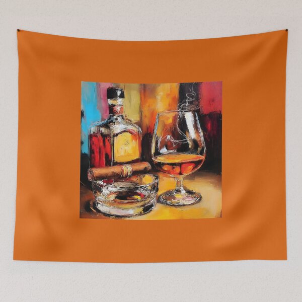 Item preview, Whiskey and Cigar Indulgence - A Luxurious Abstract Celebration of Sophistication Warmth and Flavor designed and sold by OlfactoART Studio.