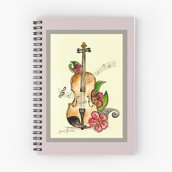 Item preview, Violin and Flowers - watercolor and pen designed and sold by Annie Mason Art.