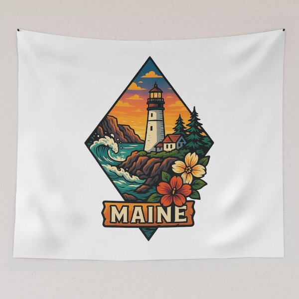 Item preview, Maine artistic design lighthouse and Atlantic coast designed and sold by Ahau Designs.
