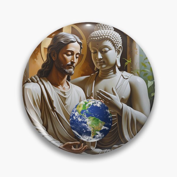 Item preview, Jesus and Buddha watch over the globe designed and sold by Studio50three.