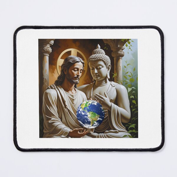 Item preview, Jesus and Buddha watch over the globe designed and sold by Studio50three.