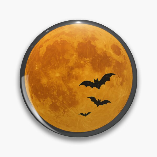 Item preview, Harvest Moon Sticker – Glowing Orange Full Moon with Bats, Spooky Halloween Night Sky Design designed and sold by Feral Confetti.