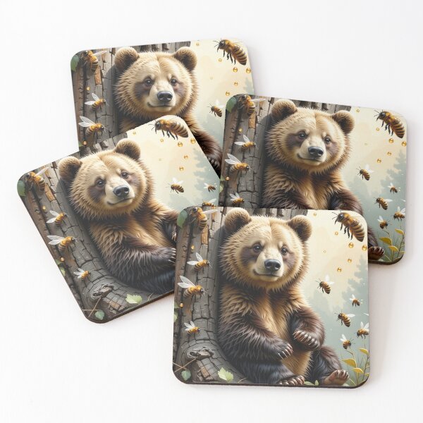 Item preview, Cute Bear eating Honey from a Honey Comb designed and sold by FlosArtPrintShop.