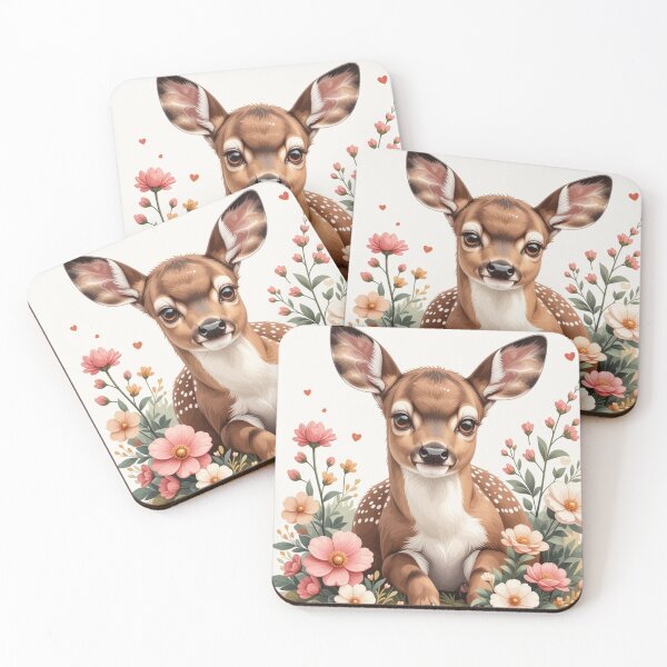 Aperçu de l'œuvre Cerf assis parmi les fleurs créée et vendue par FlosArtPrintShop.