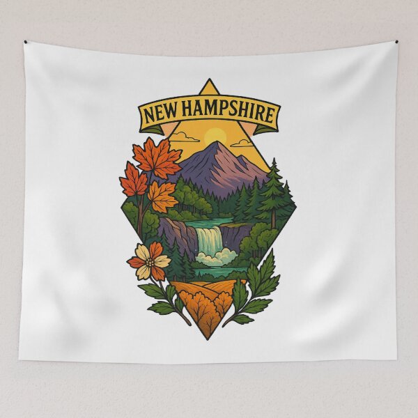 Item preview, New Hampshire artistic design mountain landscape designed and sold by Ahau Designs.