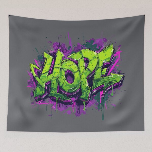 Item preview, HOPE – Graffiti Street Art Tag Neon Green & Purple, Dripping Style designed and sold by Meiersbeste.