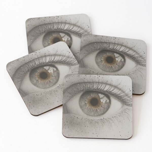 Item preview, Realistic Pencil Eye Drawing – Black and White Dot Art Illustration designed and sold by Line Designs By Duck.