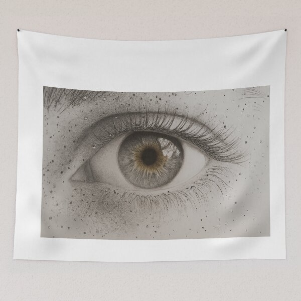 Item preview, Realistic Pencil Eye Drawing – Black and White Dot Art Illustration designed and sold by Line Designs By Duck.