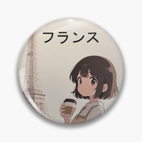 Item preview, anime girl drinking coffee in Paris designed and sold by OniiShope.
