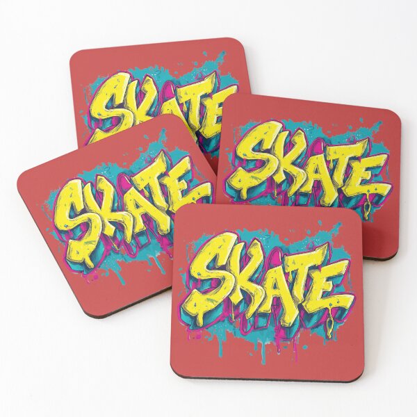 Item preview, SKATE – Wildstyle Graffiti in Yellow-Cyan-Pink Streetart & Drips designed and sold by Meiersbeste.