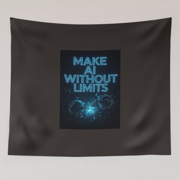 Item preview, "MAKE AI WITHOUT LIMITS – Cyberpunk Rebellion Tech Art with Broken Handcuffs" designed and sold by ReyDeLaCalle.