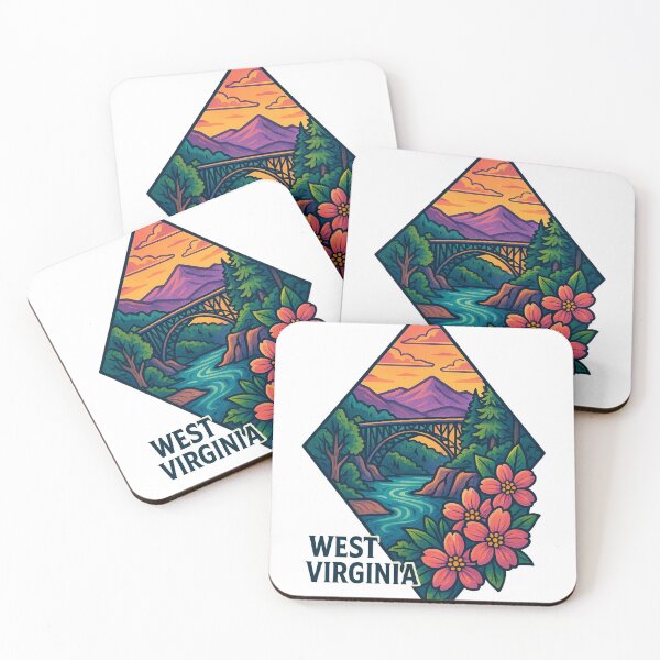 Item preview, West Virginia artistic design bridge and mountains designed and sold by Ahau Designs.