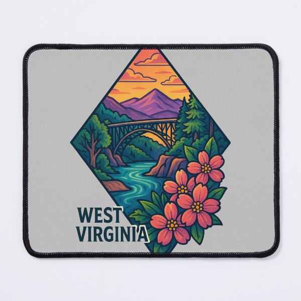 Item preview, West Virginia artistic design bridge and mountains designed and sold by Ahau Designs.