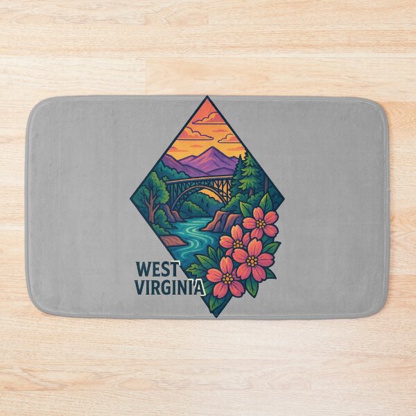 Item preview, West Virginia artistic design bridge and mountains designed and sold by Ahau Designs.