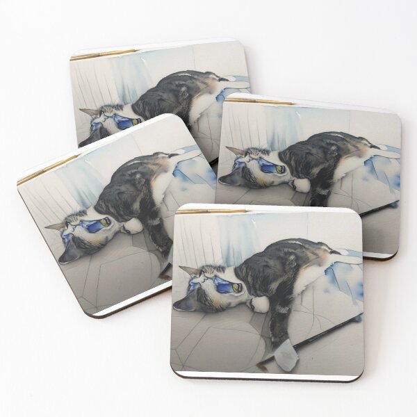 Item preview, Watercolour Yawn designed and sold by BooksMyCatsStol.