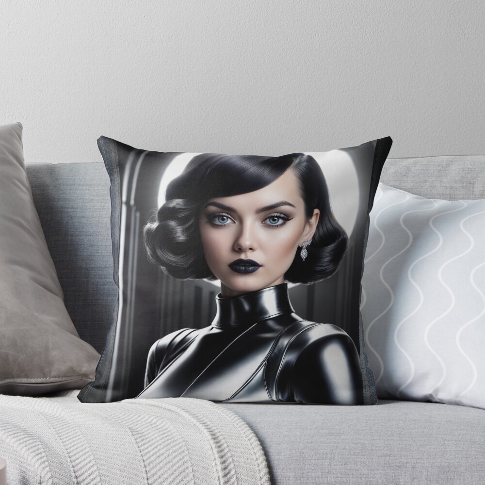 Neo-Classical Portrait Of Trevelia An Enigmatic Beauty AI Concept Art by Xzendor7 3 Neo-Classical Portrait Of Trevelia An Enigmatic Beauty AI Concept Art by Xzendor7 Decorative Art Print Throw Pillow