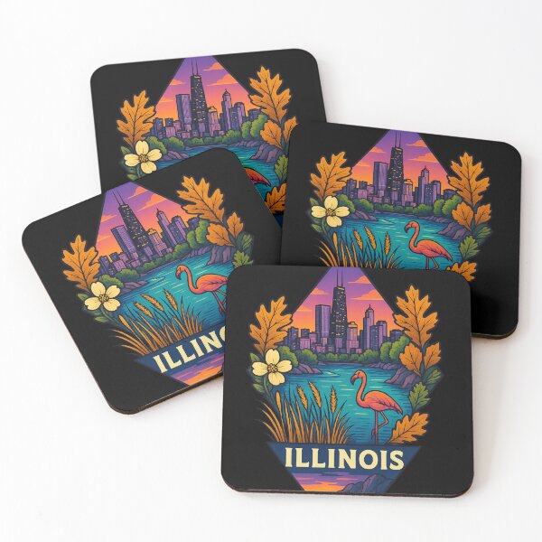 Item preview, Illinois diseño artístico skyline de Chicago y lago Michigan designed and sold by Ahau Designs.