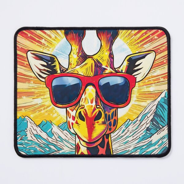 Item preview, Cool Giraffe wearing Sunglasses with setting sun and mountains designed and sold by Feral Confetti.