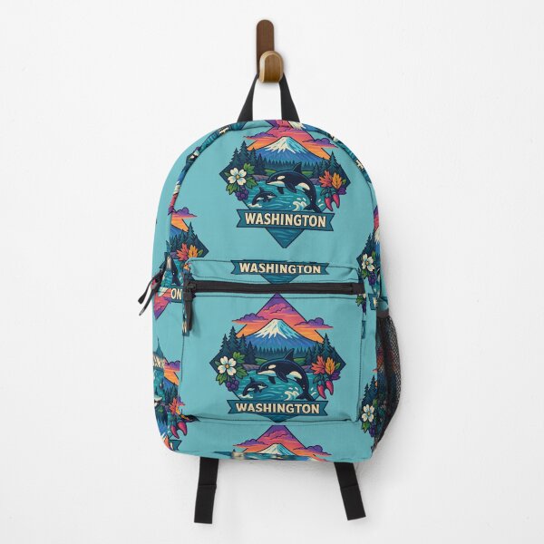 Item preview, Washington artistic design orcas and Mount Rainier designed and sold by Ahau Designs.
