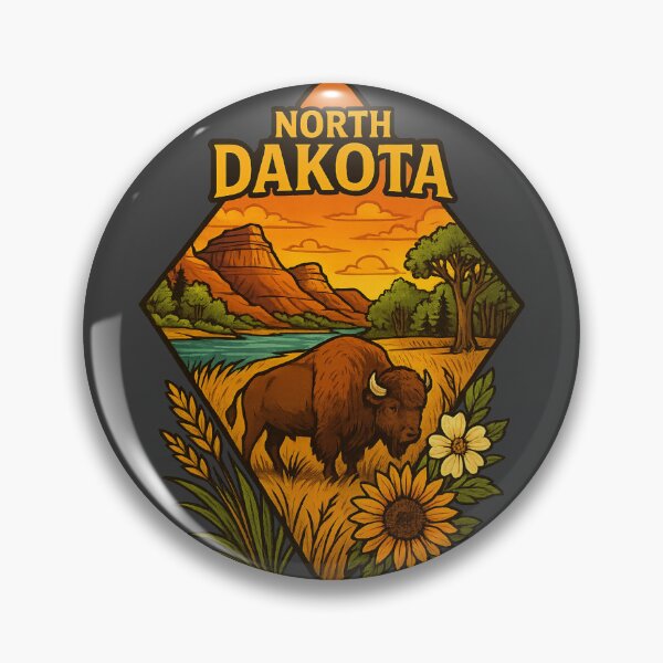 Aperçu de l'œuvre Conception artistique des bisons et des badlands du Dakota du Nord créée et vendue par Ahau Designs.