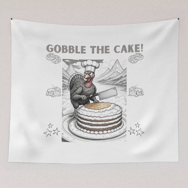 Item preview, Gobble the Cake – Funny Thanksgiving Turkey Design designed and sold by LeoCreazyShop.
