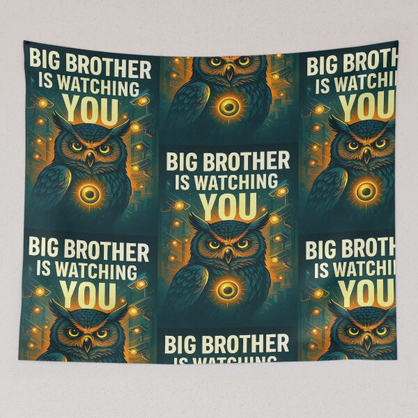 Item preview, Big Brother Is Watching You – Dystopian Owl Surveillance Art Poster designed and sold by ReyDeLaCalle.