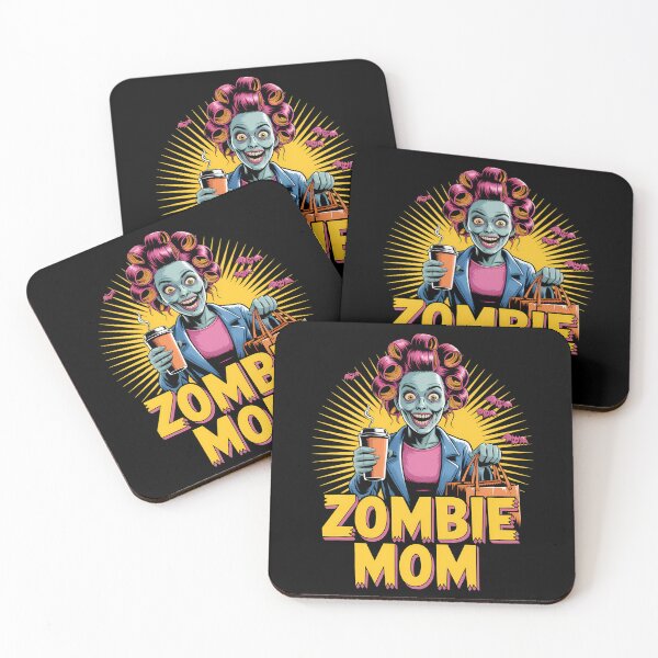 Item preview, ZOMBIE MOM with rollers, coffee, and big grin - Retro Comic Halloween Coffee Lover Humor designed and sold by Taans-Creation.