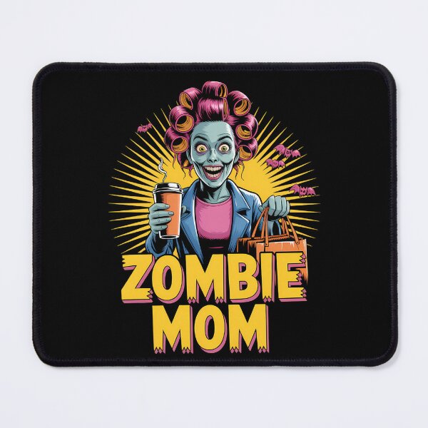 Item preview, ZOMBIE MOM with rollers, coffee, and big grin - Retro Comic Halloween Coffee Lover Humor designed and sold by Taans-Creation.
