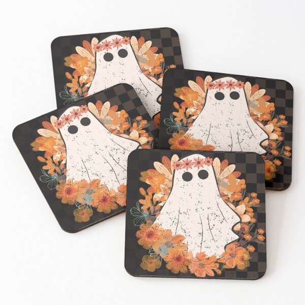 Item preview, Distressed Autumn Floral Crown Ghost – Whimsical Halloween Pastel Horror Art designed and sold by FaeryNuff.