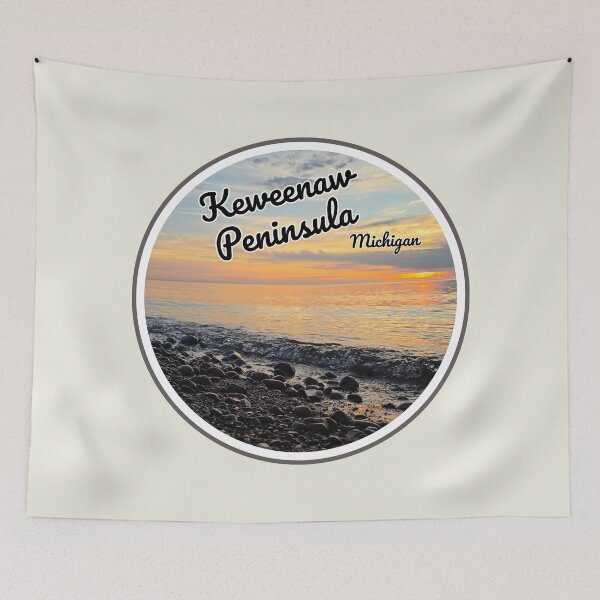 Item preview, Keweenaw Peninsula, Michigan, Lake Superior Beach Sunset, Travel Photography, Circle Design designed and sold by tumbleweedphoto.